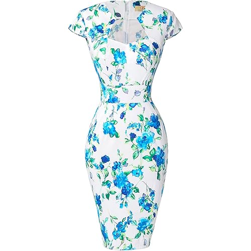 GRACE KARIN Women's 50s Vintage Pencil Dress Cap Sleeve Wiggle Dress CL7597