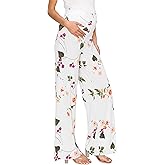My Bump Women's Maternity Casual Bohemian Damask Palazzo Pants W/Tummy Control