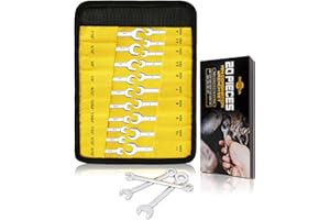 THYENTUL 20Pcs Small Wrench Set Mini Wrench Set Metric & SAE Ignition Wrench Set Combination Wrench Sets with Rolling Pouch, 4-11mm & 5/32" - 7/16"
