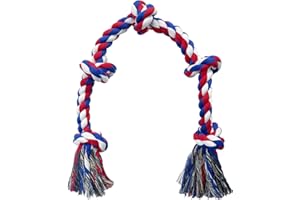 Lmlpt Dog Rope Toy for Large Aggressive Chewers, Heavy Duty Rope Chew Toy Indestructible Tough Tug of War Red Blue Dog Toys,3 Feet 5 Knots Interactive Cotton Ropes Toys for Large Breeds Teeth Cleaning