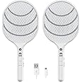WBM SMART Bug Zapper, Electric Fly Swatter Rechargeable Racket, Mosquito Repellent 3,000 Volt, USB Charging Cable Best Use for Indoor & Outdoor - 2 PCS
