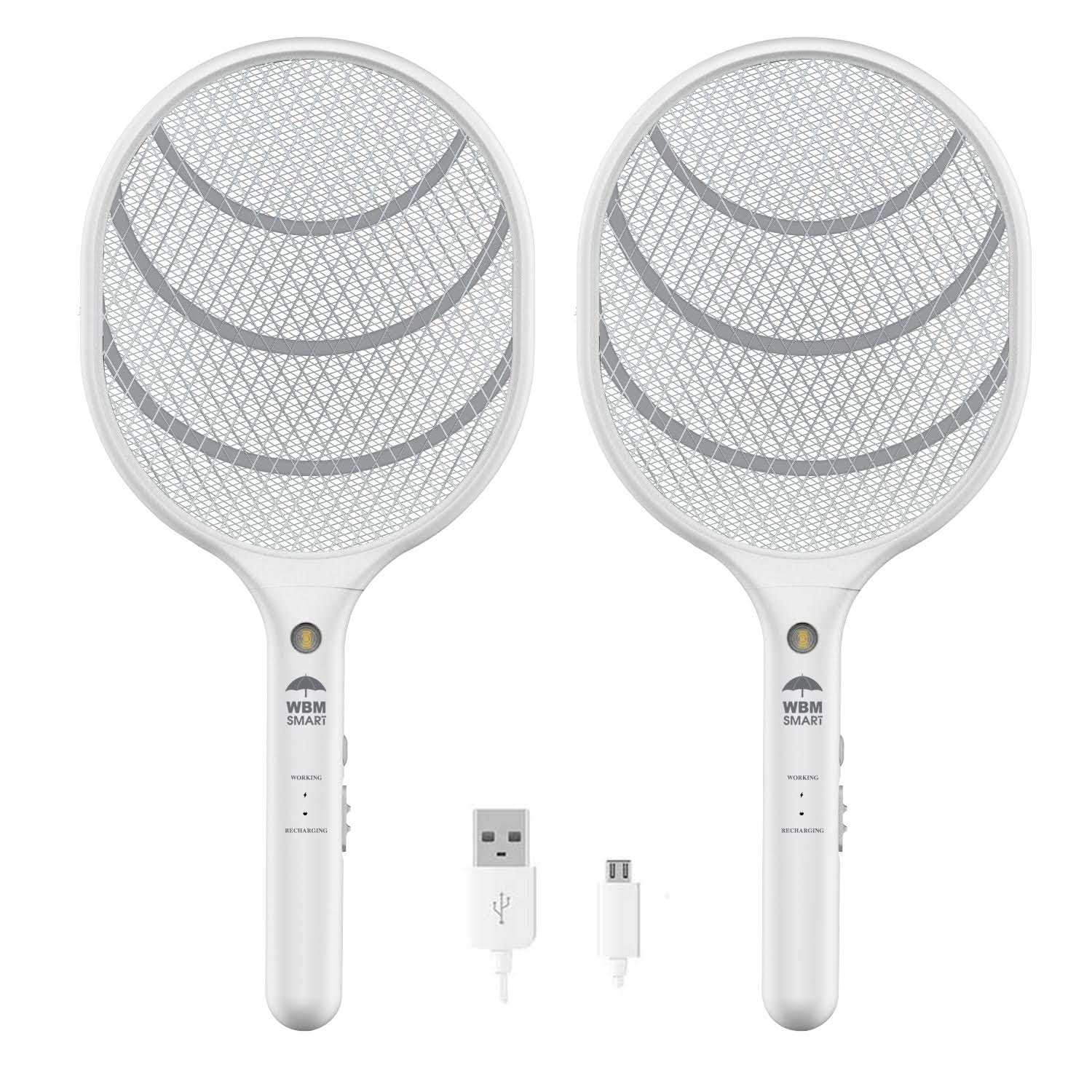 Photo 1 of WBM SMART Bug Zapper, Electric Fly Swatter Rechargeable Racket, Mosquito Repellent 3,000 Volt, USB Charging Cable Best Use for Indoor & Outdoor - 2 PCS