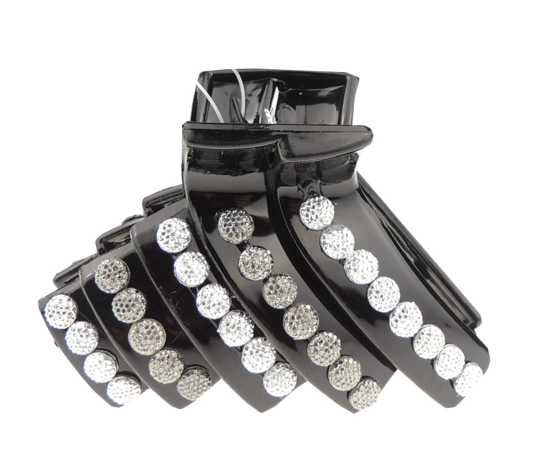 Womens Girls Round Bridal Wedding School Party Bridesmaid Birthday Headpiece Thin Fine Short Hair Accessories Bulldog Crab Octopus Jaw Styling Hair Claw Clamp Clip Black Grey Stripes