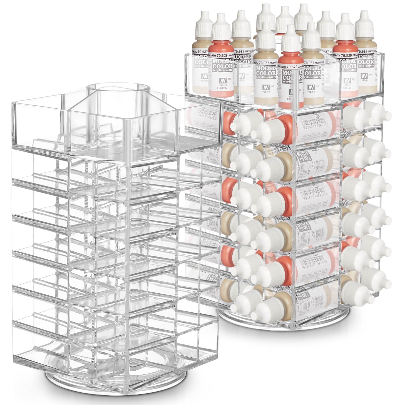 Lineshading 2 Pcs 6 Tier Acrylic Paint Bottle Organizer Spinning Paint ...