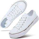 hash bubbie White Sneakers for Women Low Top Canvas Shoes Womens Canvas Sneakers Women's Fashion Sneakers Slip on Casual Tennis Shoes