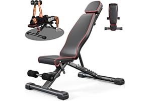 YOLEO 880LB Adjustable Weight Bench for Bench Press, MAX Foldable Weight Bench with Bench Press Stand/Extended Head for Home Gym/Full Body Workout 90 Degree Workout Bench User 6'56''(Max Version)