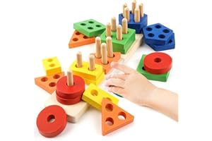 DAISIKI Montessori Toys for 1 2 3 Year Old Girls Boys, Wooden Sensory Toys for 1-3 Year Old Birthday Gifts, Education Toddler Puzzles Toddler Easter Basket Stuffers Learning Toy Activities Puzzles Ages 1-3