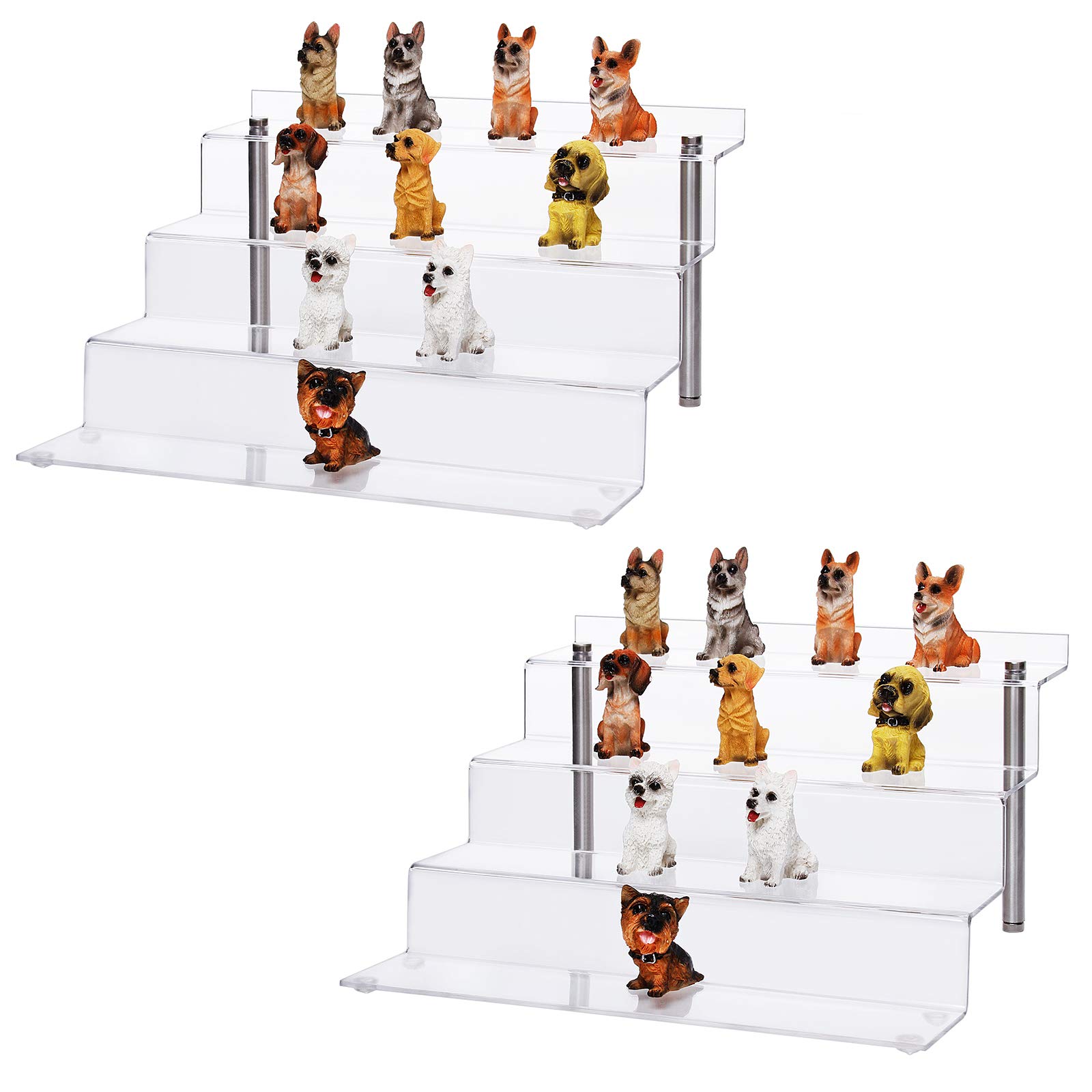 CECOLIC Clear Display Stand Acrylic Display Risers Shelf 4-Step Cupcake Dessert Stand Perfume Organiser Rack Action Figures Display Shelves for Desktop - 30 x 27.5 x 16.5 cm (Large-2 Pack) — image 1