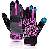 AIGEVTURE Womens Work Gloves Medium Working Gloves for Women Work Gloves with Grip Touch Screen,Mechanic Working Gloves Lightweight Pink Medium