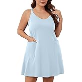 COOTRY Women's Plus Size Athletic Dress Summer Tennis Workout Mini Romper Dress Vacation Beach Outfits Built in Shorts