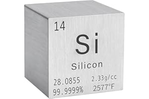 STPCTOU Silicon Cube Pure Metal High Density Cube Laser Engraved for Element Collection Lab Material Periodic Table of Elements Collection DIY Teacher Science Creative Gift (1 Inch)