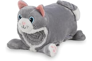 Cuddly Buddies Cat Snuggle Set,Animal Toy Pillow and Cozy Throw Blanket Combo,Premium Loftmink and Sherpa Fabric,Gifts for Kids Warmth and Comfort(Pillow 12 x 20,Throw 30 x 40 Inches)