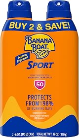 Banana Boat Sport Ultra SPF 50 Spray Twin Pack 6oz Each Oxybenzone Free Water view 1