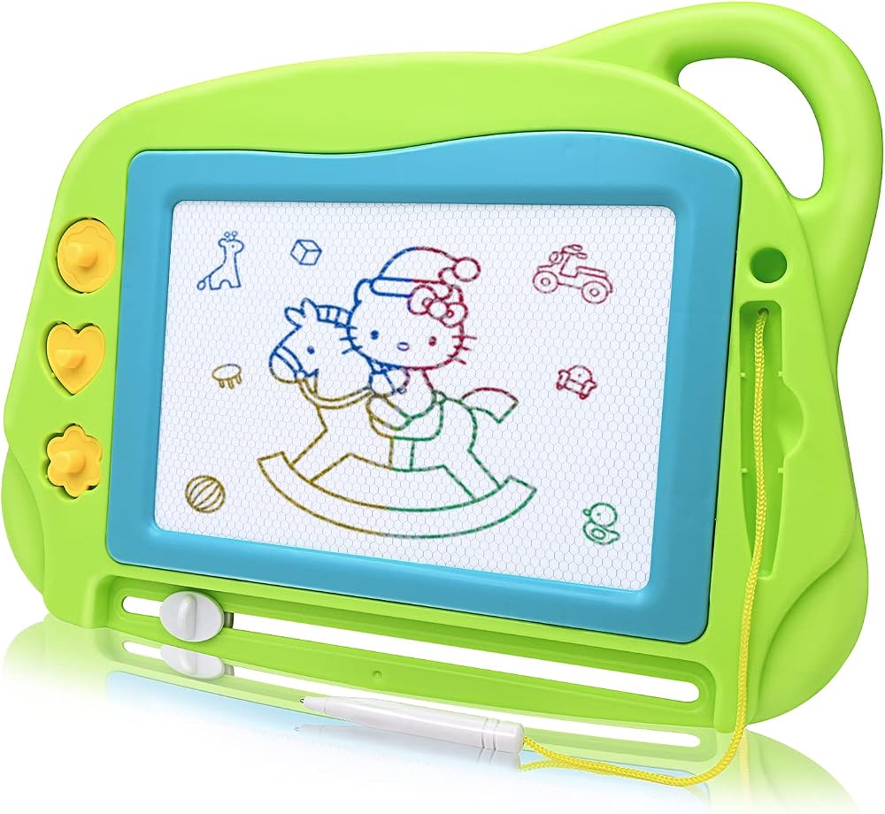 AiTuiTui Travel Size Magnetic Doodle Board with 3 Stamps Green