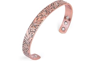 UtenoTureH Copper Bracelet for Women, Pure Copper Adjustable Magnetic with Zirconia Flower Bracelet, Magnetic Jewelry Gifts