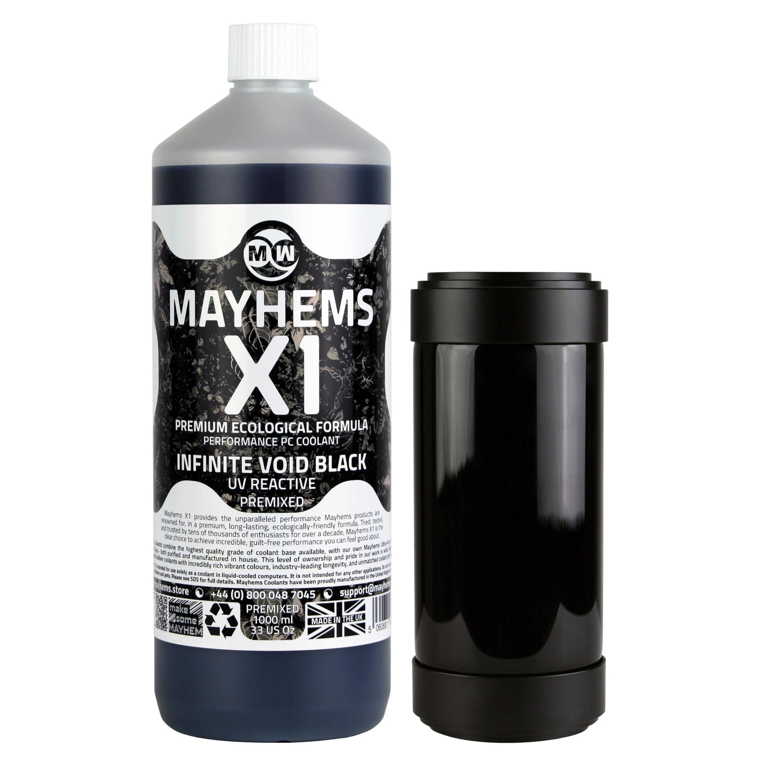 Mayhems - X1 Premixed PC Coolant - Computer Water Cooling Fluid - Liquid Cooling, Eco Friendly Series, 1 Litre, Infinite Void Black