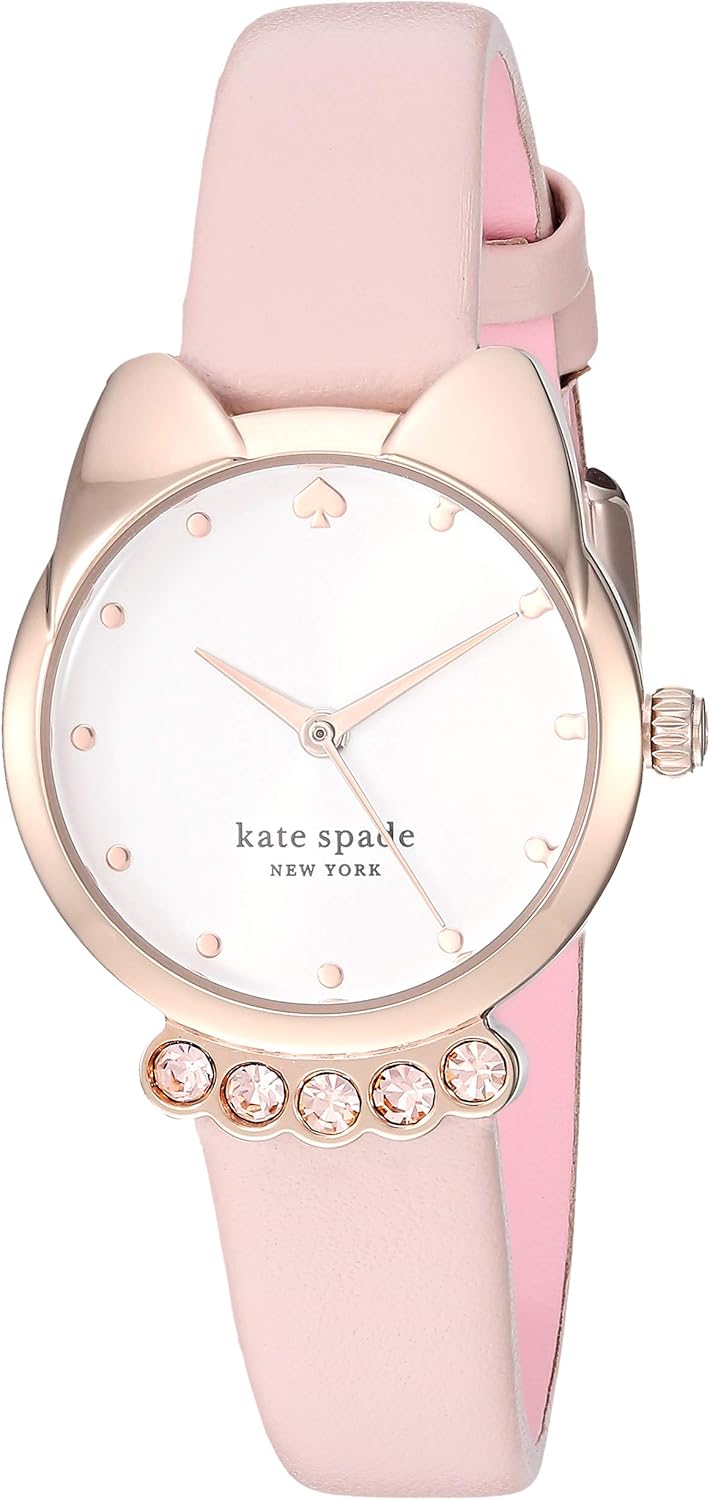 Amazon Com Kate Spade New York Women S Metro Slim Quartz Stainless Steel Leather Three Hand Watch Color Rose Gold Blush Cat Model Ksw1617 Watches