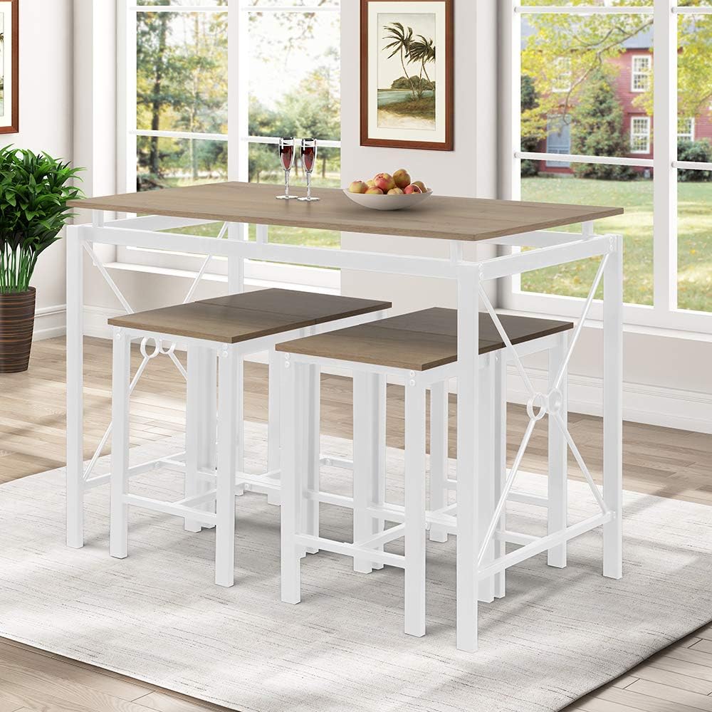 Bar Table With 4 Bar Stools Perfect For Kitchen Restaurant Small Space Zzy 5 Pieces Dining Nook Table Set Black Counter Height Table With Metal Legs Breakfast Nook Table Set Home Kitchen Kitchen