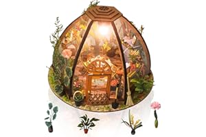 GuDoQi DIY Miniature Dollhouse Kit, Tiny 1:24 Scale House with Furniture, Great Handmade Craft Gift for Birthdays and Easter Day, Green Flower Shop