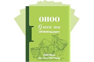OHOO Face Oil Blotting Paper Facial Oil Absorbing Sheets for Oily Skin Face Wipes for Makeup Clean Green Tea 100 Count