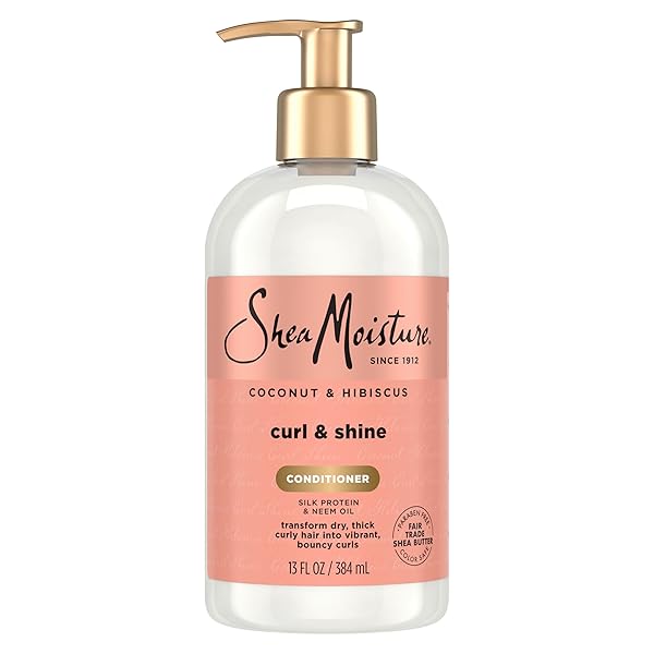 SHEAMOISTURE CURL & SHINE CONDITIONER COCONUT & HIBISCUS, FOR THICK, CURLY HAIR TO MOISTURIZE & SOFTEN, 13 OZ