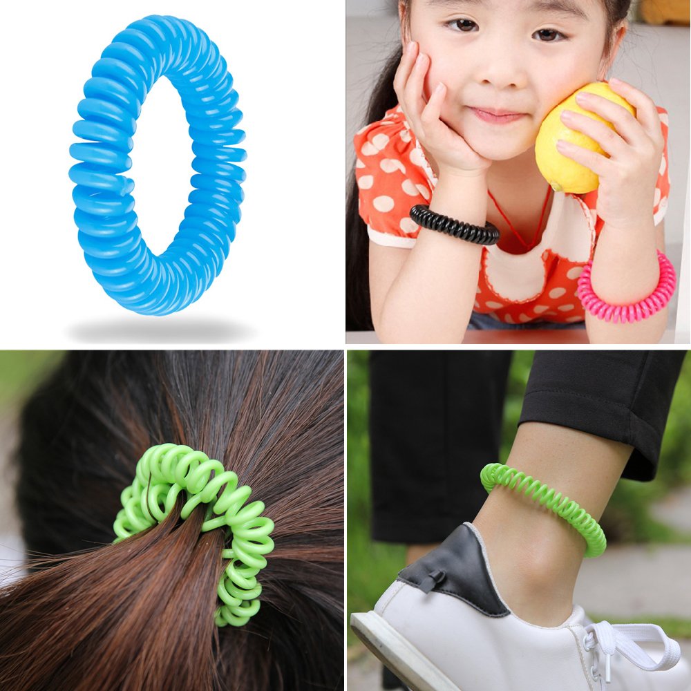 20pcs Bracelets anti-moustique avec 6pcs Autocollants anti-moustique Naturels Huiles essentielles - Ne contient pas de DEET - Résiste à l\'eau - Aléatoire