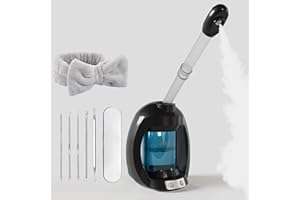 DRESS VOUS Facial Steamer-Nano Ionic Face Steamer for Facial Deep Cleaning, Vaporizador Steamer for Esthetician, Professional Facial Steamer for Home Facial Spa. (Black)