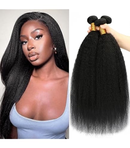 Amazon.com : 5x5 HD Lace Kinky Straight Human Hair Yaki Straight