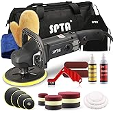 Buffer Polisher, SPTA 7 Inch 180mm Rotary Polisher Car Polisher Electric Polisher RO Polisher & Polishing Pads Set for Auto Buffing and Polishing