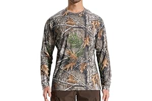 LOOGU Men's Camo Shirt Lightweight Turkey Hunting Shirt Camouflage Shirts for Men Long Sleeve Shirt