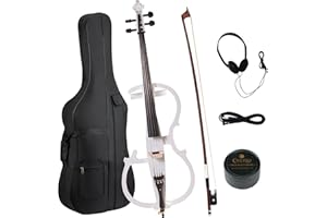 Cecilio CECO-2WH Ebony Electric Silent Pearl White Cello in Style 2, Size 4/4 (Full Size)