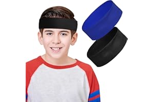 Fogrime 2 Pack Kids Sweatbands Elastic Athletic Headbands for Girls and Boys Perfect for Cycling, Fitness, Running, and Sport