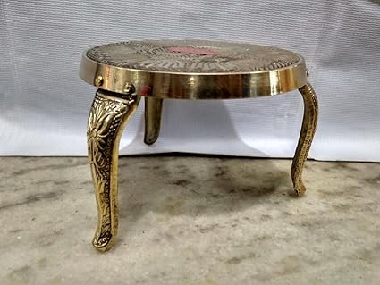 SPS MARKETING Brass Kumbakonam Traditional Mukali Stool for Pooja Items