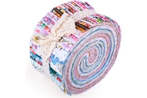ZMAAGG 40 PCS Jelly Roll Fabric, Floral Fabric Squares Patchwork Sewing Roll Soft Cotton Fabrics for Quilting Crafting Fabrics Strips Bundle for DIY Craft Decoration, Cushions, Tablecloths Making