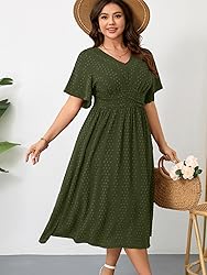 RWJ Women's Plus Size Maxi Dress V Neck Short