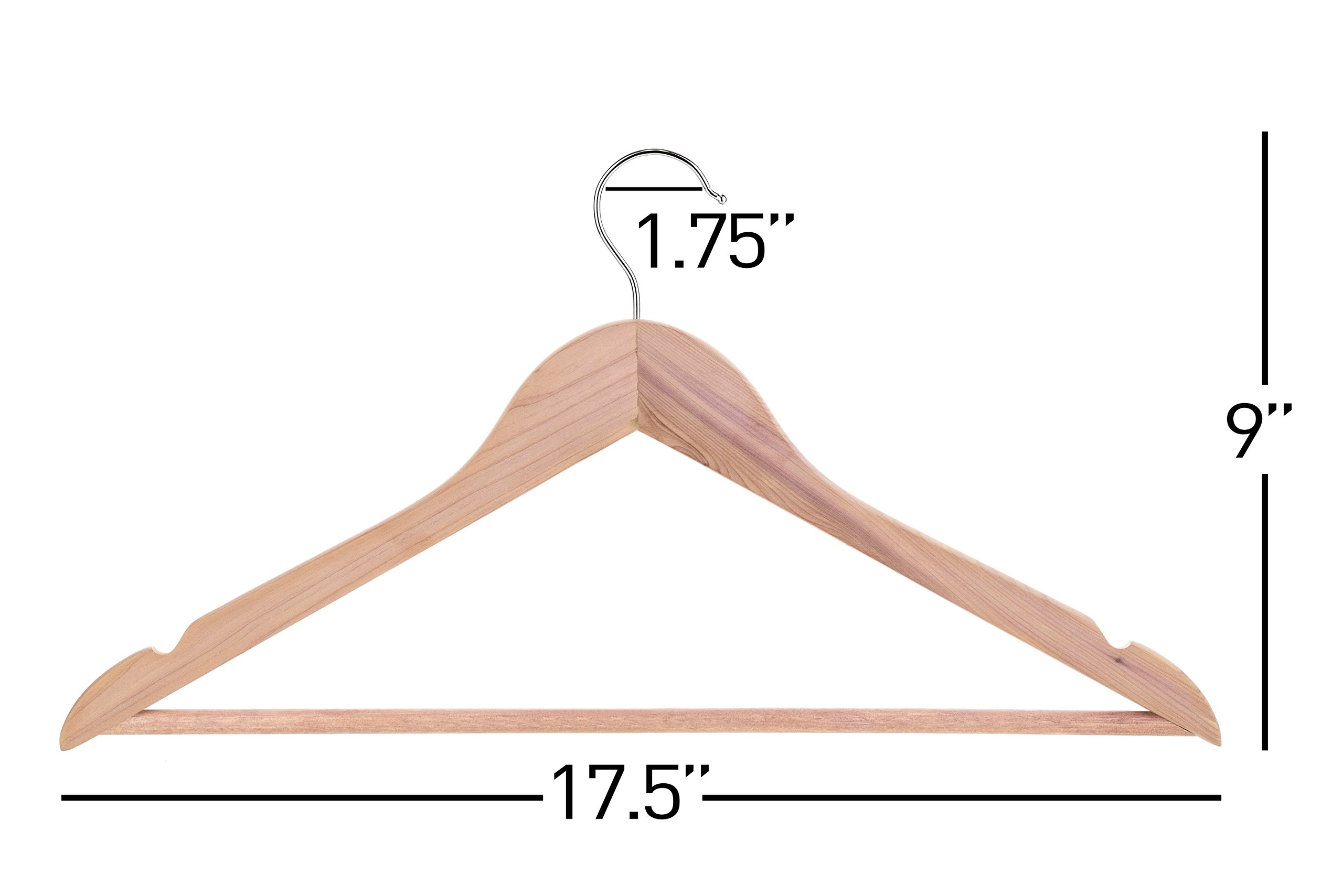 Neaties American Cedar Wood Hangers with Notches and Bar for Fresh