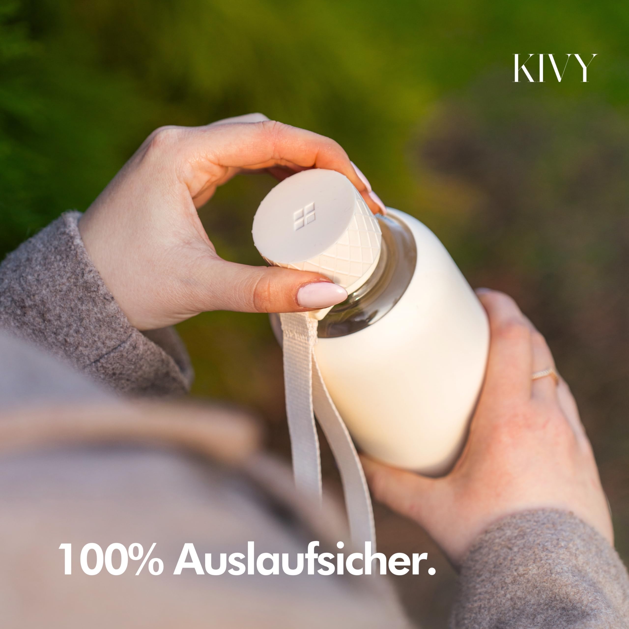 KIVY Glas Trinkflasche 1l mit Silikonschutz - Kohlensäure geeignet 2