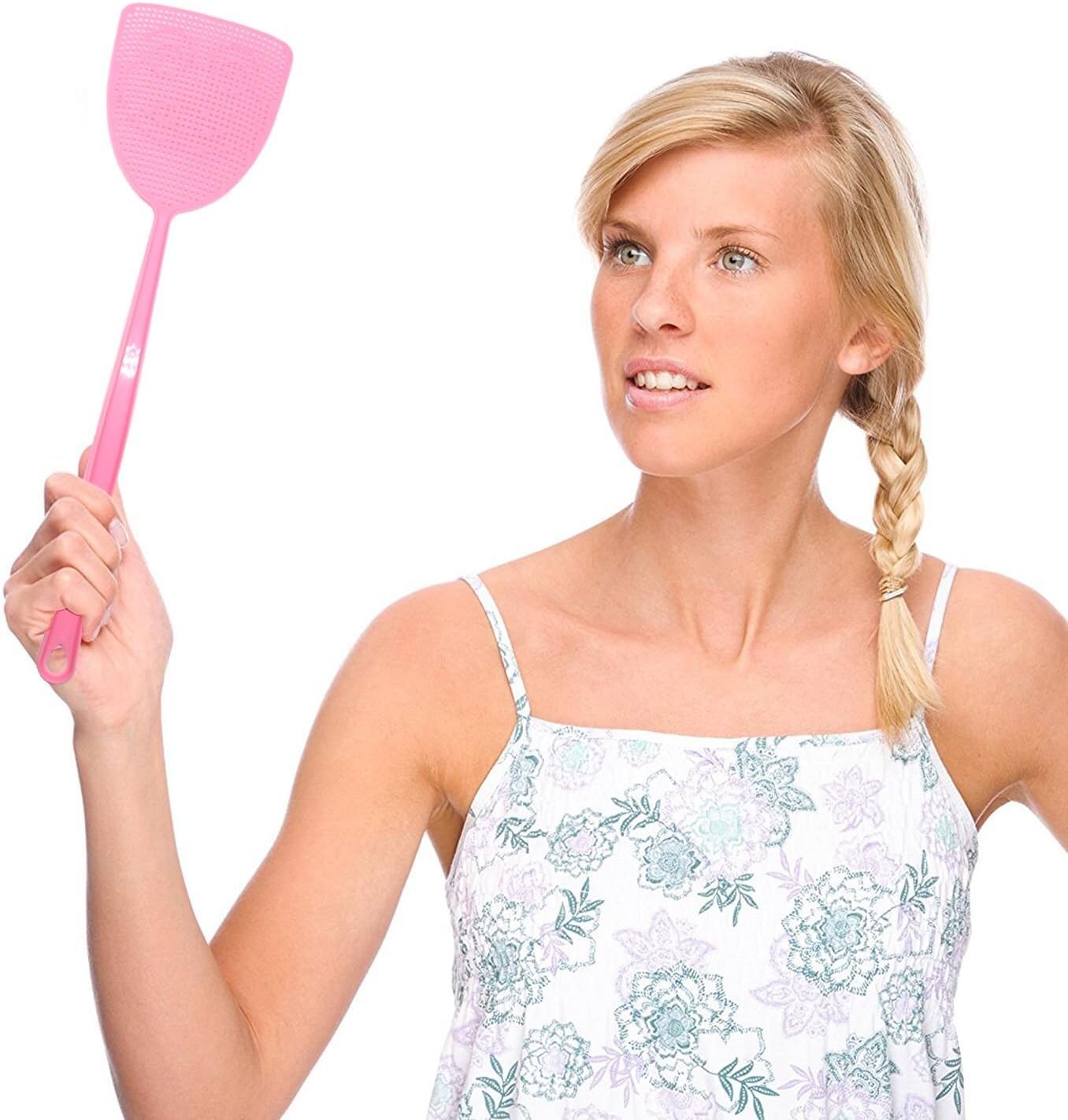 jiemei Fly Swatter, 5 Pack Manual Pest Control Colorful Plastic with 17.5'' Durable Long Handle House Wife Helper (5X): Garden & Outdoor