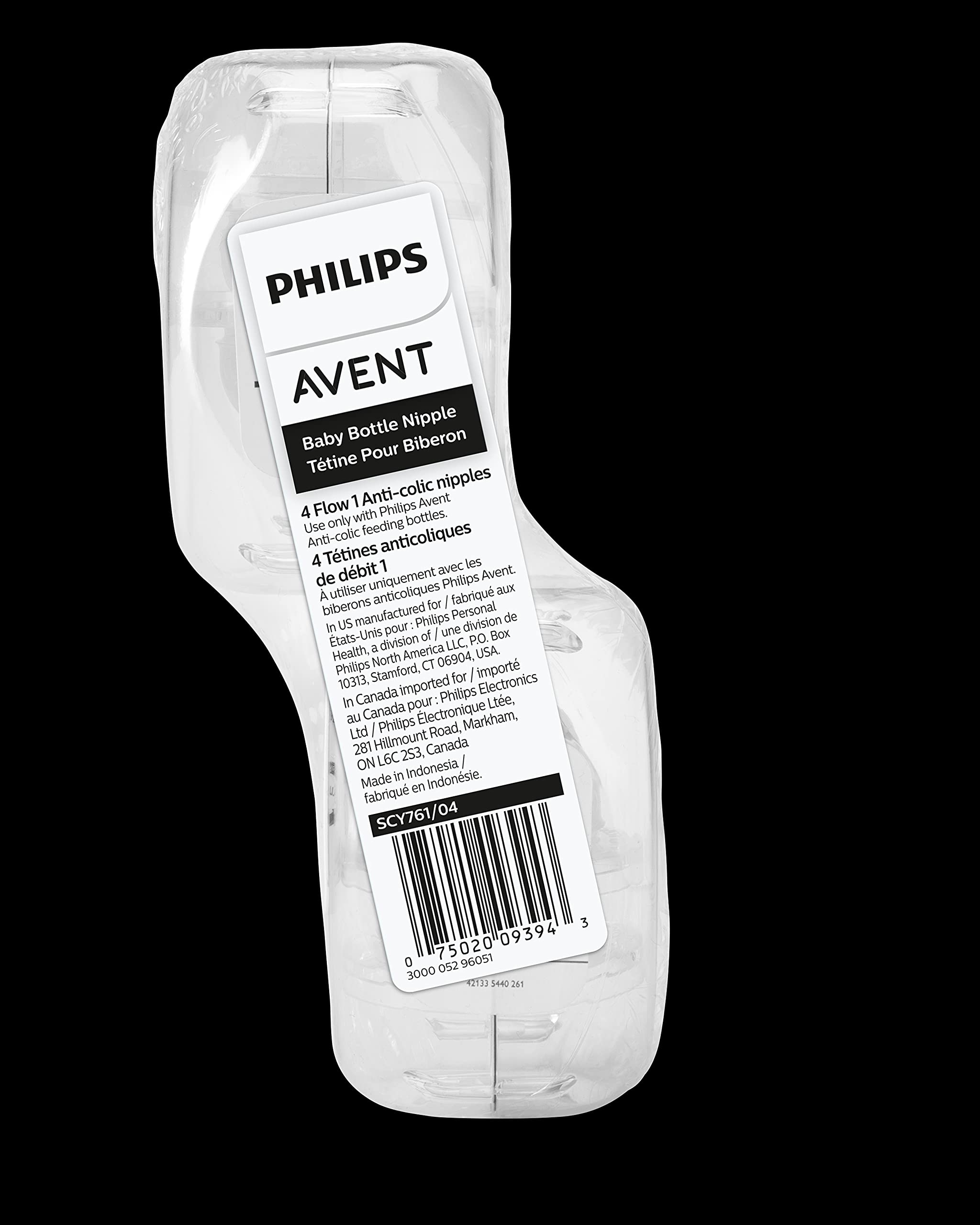 Philips AVENT Anti-Colic Baby Bottle Flow 1 Nipple, 4pk, SCY761/04