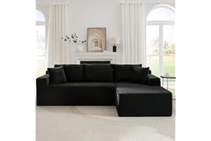 HANXIN 105 Inch Cloud Sectional Couch,Modern Modular Sectional Sofa with Deep Seat,Corduroy Boneless Couches with L-Shape Chaise for Living Room Bedroom,No Assembly Required (Black, Right Facing Chaise)