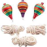 Spinning Top Trompo &ndash; 3-Pack Wood Carved Spinning Tops &ndash; Sturdy Steel Point for Enhanced Stability &ndash; Authentic Spinning Tops &ndash; Trompos de Mexico de Madera