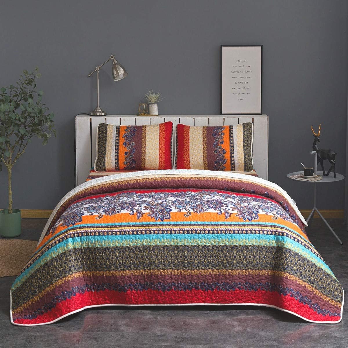 Goodidea Boho Bedspread Quilt Set Full/Queen 3 Piece