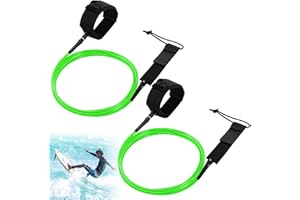 Lunmon 2 Pcs Surf Leash 6/7/8 ft Straight Surf Board Leashes 6/7mm Surfboard Leash Legrope Wrist Strap for Paddleboard, Shortboard, Longboard, Surfboards