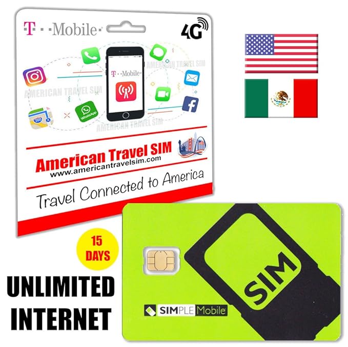Prepaid SIM Card for USA and Mexico UNLIMITED Data Plan at 4G LTE
