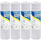 PUREPLUS 5 Micron 10"x2.5" Whole House String Wound Sediment Filter for Well Water, Replacement Cartridge for Universal 10 inch RO System, WP-5, Aqua-Pure AP110, CFS110, Culligan P5, WFPFC4002, 4Pack