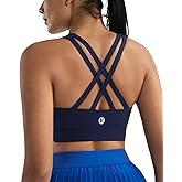 RUNNING GIRL Sports Bra for Women,Strappy Running Criss-Cross Back High Impact Sports Bra with Sewn in Pads