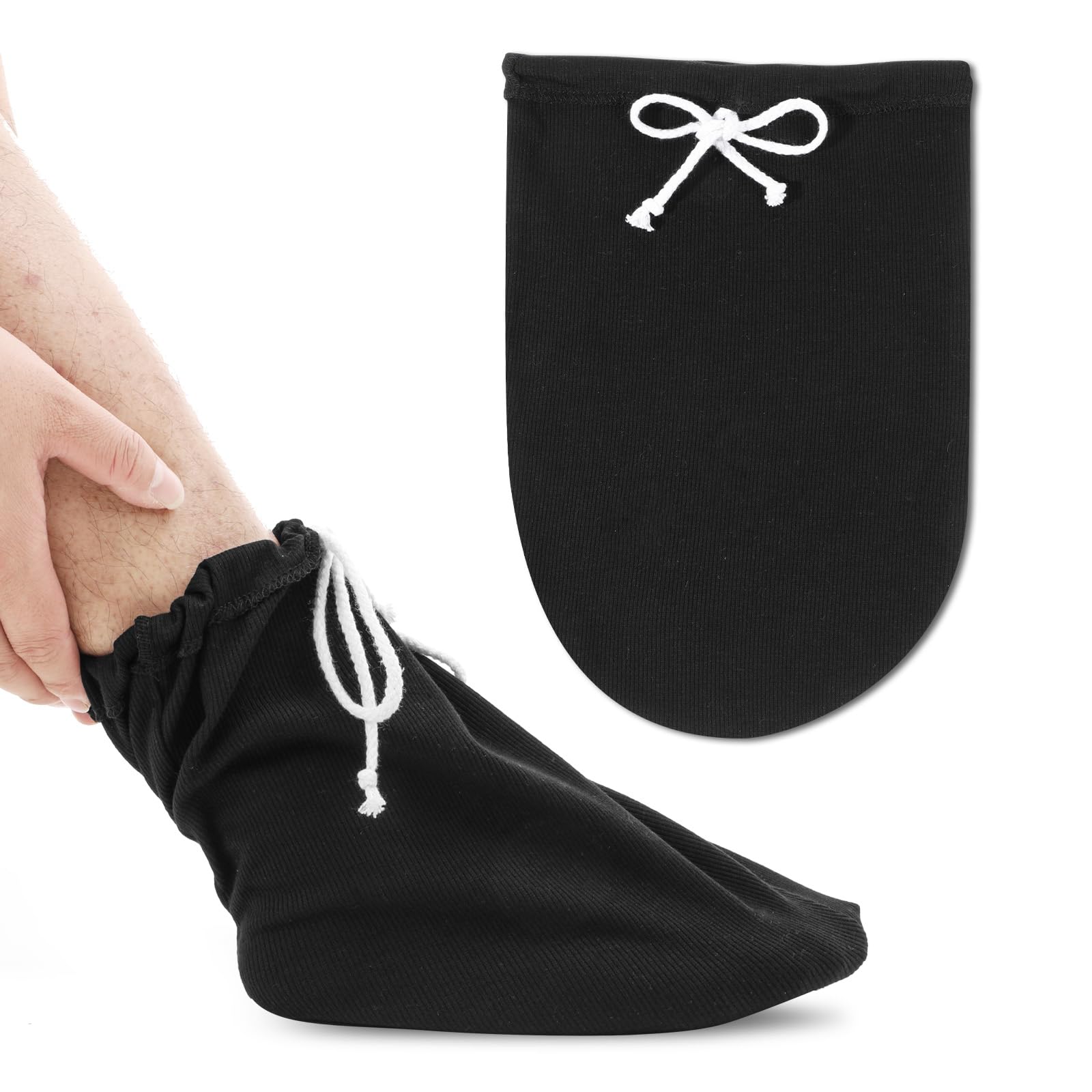 Prasacco Cast Sock Cover for Foot, Cast Toe Cover Socks Leg Cast Cover Below the Knee Adjustable Drawstring Cast Protector Washable Cast Sleeve for Men Women Foot Leg Ankle Proof, Black