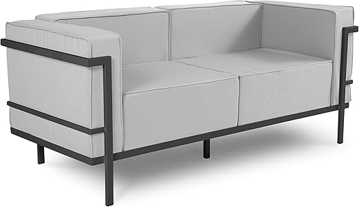 Canape De Jardin Cannes 2 Places Gris Cadre Anthracite