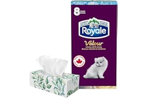 Royale Velour Facial Tissue, 8 Flat Boxes, 72 Tissues per Box