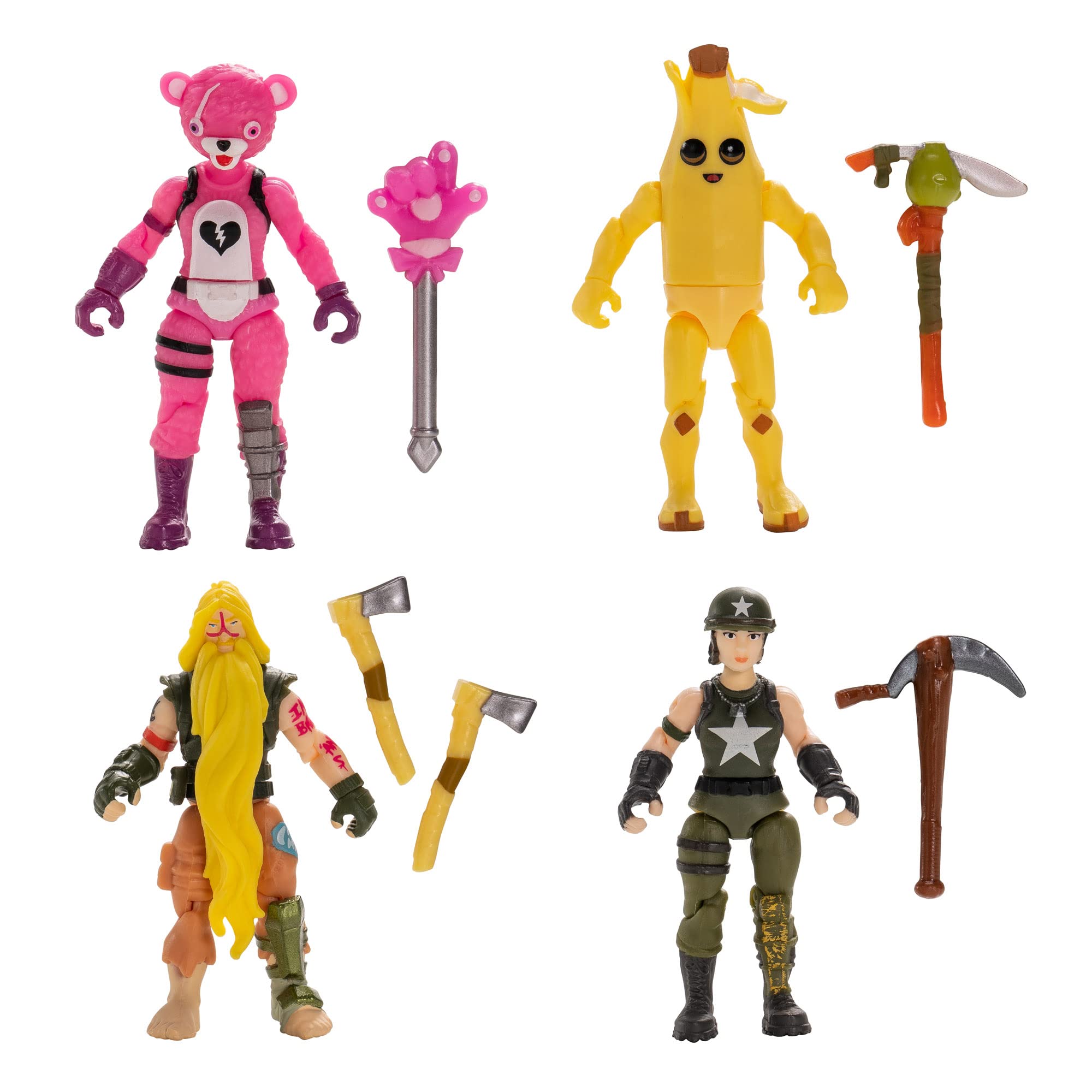 Fortnite FNT0987 Micro Legendary Series Squad Mode, Four 2.5-inch Highly Detailed Figures with Harvesting Tools, Multicolor
